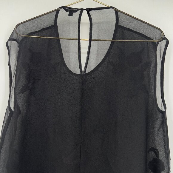 GUESS Embroidered /Embellished Sheer Black/Floral Sleeveless Top Women's XL - Picture 6 of 10